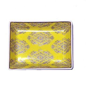 J Crew Ceramic Change / Jewelry / Trinket Tray Yellow Gray Gold White